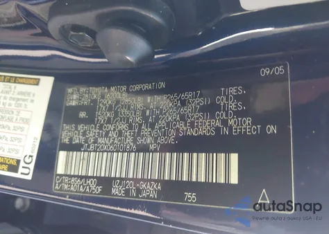 2006 Lexus Gx 470 z USA, uszkodzony, nr VIN JTJBT20X060101876